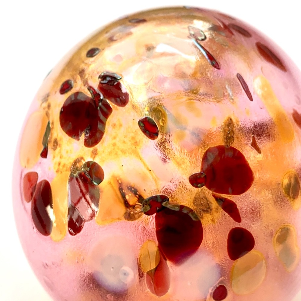 PINK GOLD SPECKLED EGG_HAND BLOWN GLASS ORNAMENT - Picture 16 of 16